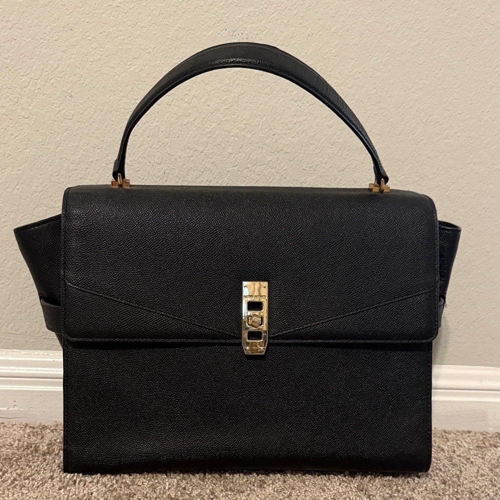 Henri Bendel Black Shoulder Bag with Gold Accent